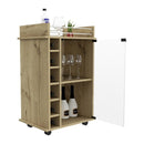 Bar Cart Baltimore, Two Tier Cabinet With Glass Door, Six Wine Cubbies, Light Oak Finish - Supfirm