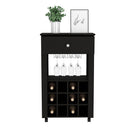 Bar Cart Bayamon, Twelve Wine Cubbies, Four Legs, Black Wengue Finish - Supfirm