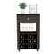 Bar Cart Bayamon, Twelve Wine Cubbies, Four Legs, Carbon Espresso Finish - Supfirm