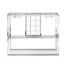 Bar Cart Kitchen Bar&Serving Cart for Home with Glass Holder and Wine Cubbies Rack, 3-Tier Kitchen Trolley with Tempered Glass Shelves and Chrome-Finished - Supfirm