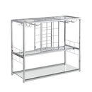 Bar Cart Kitchen Bar&Serving Cart for Home with Glass Holder and Wine Cubbies Rack, 3-Tier Kitchen Trolley with Tempered Glass Shelves and Chrome-Finished - Supfirm