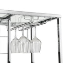 Bar Cart Kitchen Bar&Serving Cart for Home with Glass Holder and Wine Cubbies Rack, 3-Tier Kitchen Trolley with Tempered Glass Shelves and Chrome-Finished - Supfirm