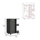 Bar Cart Wells, Four Casters, Six Wine Cubbies, Single Door Cabinet, Smokey Oak Finish - Supfirm