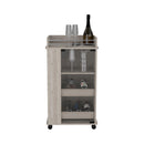Bar Cart with Casters Reese, Six Wine Cubbies and Single Door, Black Wengue Finish - Supfirm