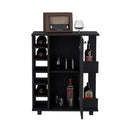 Bar Cart with Six-Wine Cubbies Cabot, Two-Side Storage Shelves and Casters, Black Wengue Finish - Supfirm