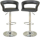 Bar Stool Counter Height Chairs Set of 2 Adjustable Height Kitchen Island Stools Black PVC / Faux Leather - Supfirm