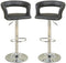 Bar Stool Counter Height Chairs Set of 2 Adjustable Height Kitchen Island Stools Black PVC / Faux Leather - Supfirm