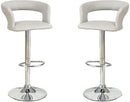 Bar Stool Counter Height Chairs Set of 2 Adjustable Height Kitchen Island Stools Grey PVC / Faux Leather - Supfirm