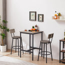 Bar Table Set with 2 Bar stools PU Soft seat with backrest, Grey, 23.62'' W x 23.62'' D x 35.43'' H - Supfirm