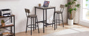 Bar Table Set with 2 Bar stools PU Soft seat with backrest, Grey, 23.62'' W x 23.62'' D x 35.43'' H - Supfirm