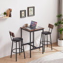 Bar Table Set with 2 Bar stools PU Soft seat with backrest, Rustic Brown, 23.62'' W x 23.62'' D x 35.43'' H - Supfirm