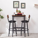 Bar Table Set with 2 Bar stools PU Soft seat with backrest, Rustic Brown, 23.62'' W x 23.62'' D x 35.43'' H - Supfirm