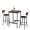 Bar Table Set with 2 Bar stools PU Soft seat with backrest, Rustic Brown, 23.62'' W x 23.62'' D x 35.43'' H - Supfirm