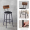 Bar Table Set with 4 Bar stools PU Soft seat with backrest, Rustic Brown, 47.24'' L x 23.62'' W x 35.43'' H - Supfirm