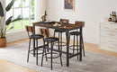 Bar Table Set with 4 Bar stools PU Soft seat with backrest, Rustic Brown, 47.24'' L x 23.62'' W x 35.43'' H - Supfirm