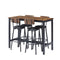 Bar Table Set with 4 Bar stools PU Soft seat with backrest, Rustic Brown, 47.24'' L x 23.62'' W x 35.43'' H - Supfirm