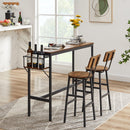 Bar Table Set with wine bottle storage rack. Rustic Brown, 47.24'' L x 15.75'' W x 35.43'' H. - Supfirm