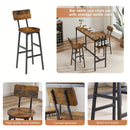 Bar Table Set with wine bottle storage rack. Rustic Brown, 47.24'' L x 15.75'' W x 35.43'' H. - Supfirm