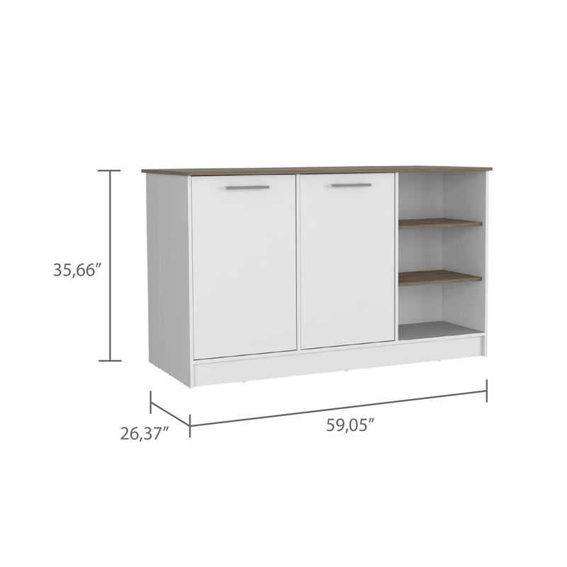 Beacon Falls 3-Shelf Rectangle Kitchen Island White and Dark Brown - Supfirm