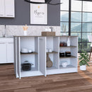 Beacon Falls 3-Shelf Rectangle Kitchen Island White and Dark Brown - Supfirm