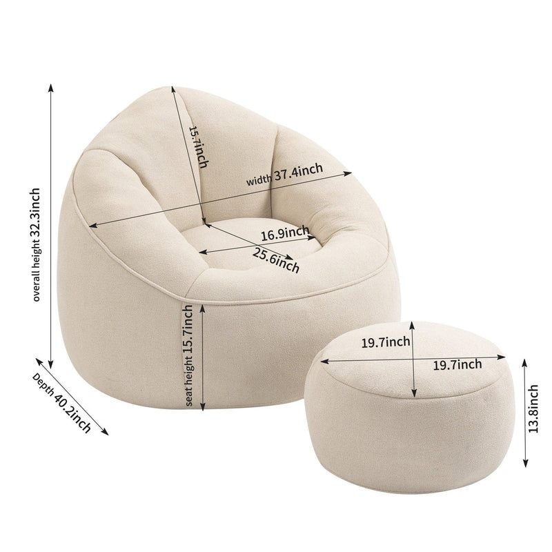 Bedding Bean Bag Sofa Chair High Pressure Foam Bean Bag Chair Adult Material with Padded Foam Padding Compressed Bean Bag With Footrest - Supfirm