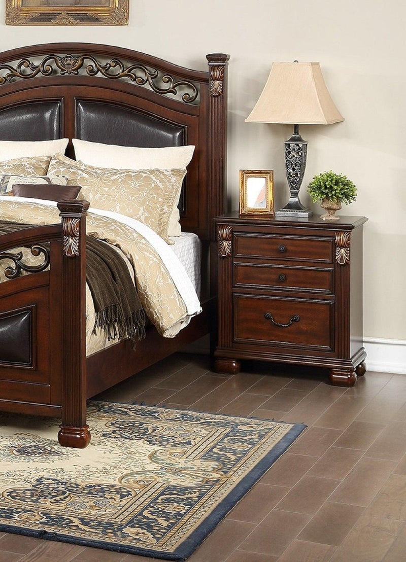 Bedroom Furniture Traditional Look Unique Wooden Nightstand Drawers Bedside Table Cherry - Supfirm