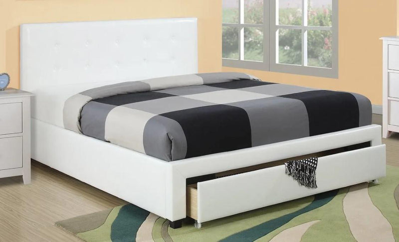 Bedroom Furniture White Storage Under Bed Queen Size bed Faux Leather upholstered - Supfirm