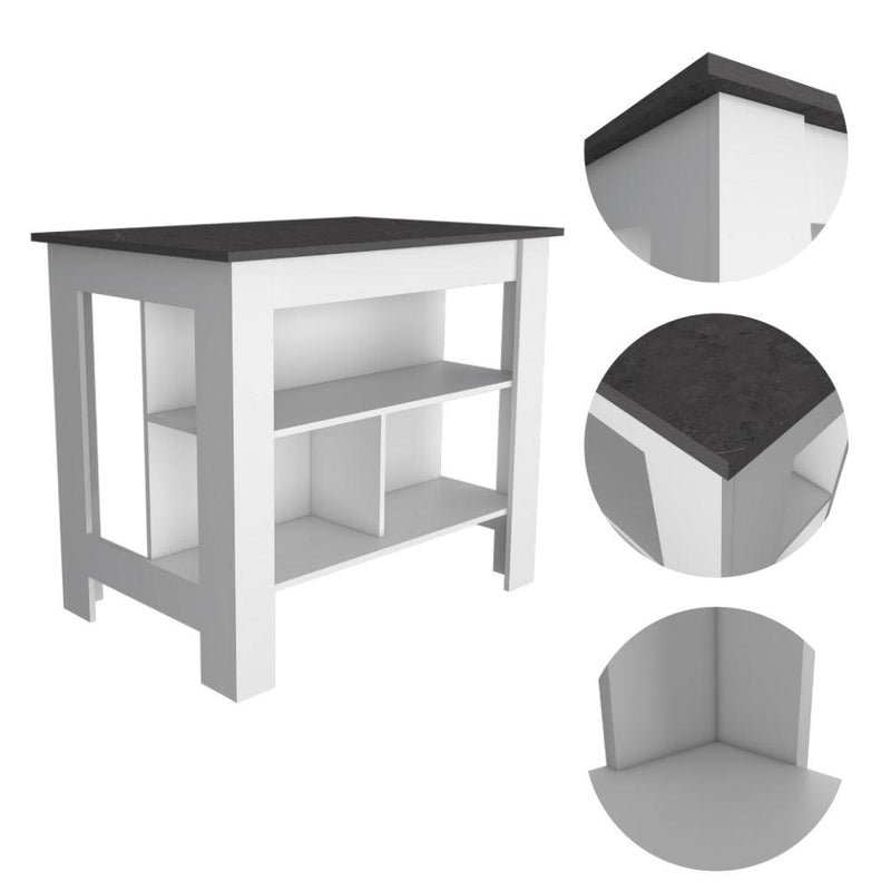 Berkeley 2-Piece Kitchen Set, Wall Cabinet and Kitchen Island, White and Onyx - Supfirm