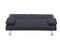 Black Leather Multifunctional Double Folding Sofa Bed for Office with Coffee Table - Supfirm