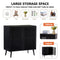 Black Sideboard Buffet Cabinet, Accent Storage Cabinet Kitchen Console Table with 2 Hollowed-Out Doors, Freestanding 2-Tier Cupboard with Storage for Entryway Living Room Bedroom - Supfirm