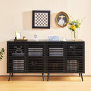 Black Sideboard Buffet Cabinet, Accent Storage Cabinet Kitchen Console Table with 2 Hollowed-Out Doors, Freestanding 2-Tier Cupboard with Storage for Entryway Living Room Bedroom - Supfirm