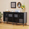 Black Sideboard Buffet Cabinet, Accent Storage Cabinet Kitchen Console Table with 2 Hollowed-Out Doors, Freestanding 2-Tier Cupboard with Storage for Entryway Living Room Bedroom - Supfirm