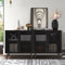 Black Sideboard Buffet Cabinet, Accent Storage Cabinet Kitchen Console Table with 2 Hollowed-Out Doors, Freestanding 2-Tier Cupboard with Storage for Entryway Living Room Bedroom - Supfirm