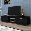 Black TV Stand for 70 Inch TV Stands, Media Console Entertainment Center Television Table, 2 Storage Cabinet with Open Shelves for Living Room Bedroom - Supfirm