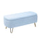 Blue Storage Ottoman Bench for End of Bed Gold Legs, Modern Grey Faux Fur Entryway Bench Upholstered Padded with Storage for Living Room Bedroom - Supfirm