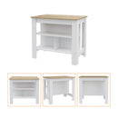 Briargate 2-Piece Kitchen Set, Kitchen Island and Wall Cabinet , White and Light Oak - Supfirm