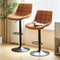 Brown Pu Leather Swivel Adjustable Height Bar Stool Chair Seat For Kitchen(Set of 2) - Supfirm