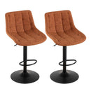 Brown Pu Leather Swivel Adjustable Height Bar Stool Chair Seat For Kitchen(Set of 2) - Supfirm