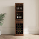 Brown walnut color modular wine Cubbies bar Cabinet with Storage Shelves with Hutch for Dining Room - Supfirm