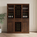 Brown walnut color modular wine Cubbies bar Cabinet with Storage Shelves with Hutch for Dining Room - Supfirm