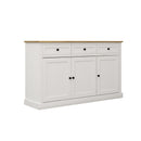 Buffet Cabinet Storage Sideboard Farmhouse Server Bar Wine Cabinet with 3 Drawers & 3 Doors Adjustable Shelves for Dining Living Room Kitchen Cupboard-White - Supfirm