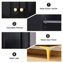 Buffet Sideboard Cabinet, 4 Doors Accent Storage Cabinet, Mid Century Modern Buffet Table with Adjustable Shelf, Console Table for Kitchen, Dining Room, Living Room, Black - Supfirm