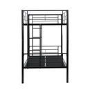 Bunk Bed Twin Over Twin Size with 2 Ladders and Full-Length Guardrail, Metal, No Box Spring Needed, Noise Free, Black - Supfirm