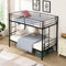 Bunk Bed Twin Over Twin Size with 2 Ladders and Full-Length Guardrail, Metal, No Box Spring Needed, Noise Free, Black - Supfirm