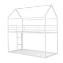 Bunk Beds for Kids Twin over Twin,House Bunk Bed Metal Bed Frame Built-in Ladder,No Box Spring Needed White - Supfirm