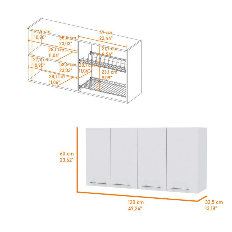 Burlingame 5-Shelf 4-Door 2-piece Kitchen Set, Kitchen Island and Upper Wall Cabinet White and Light Oak - Supfirm