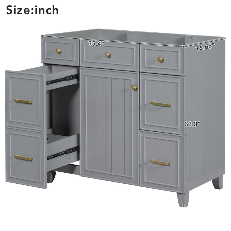 [Cabinet Only] 36" Bathroom Vanity-Gray(Sink not included) - Supfirm