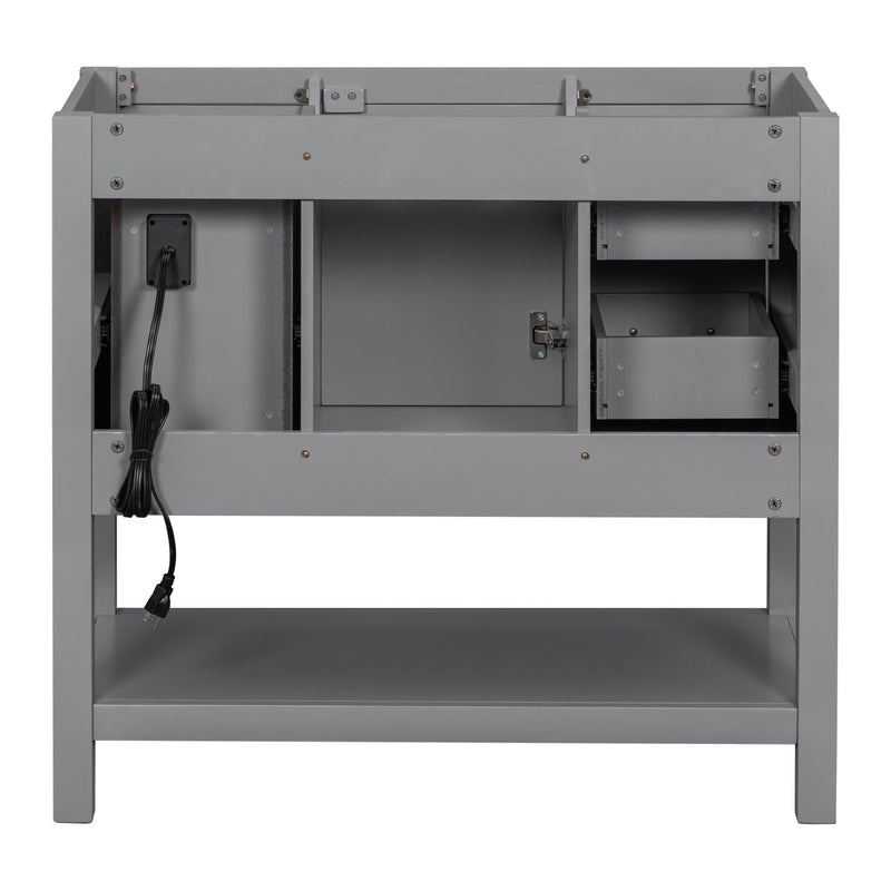 [Cabinet Only] 36" Gray Modern Bathroom Vanity with USB(Sink not included) - Supfirm