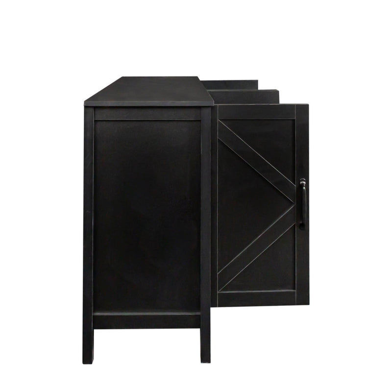 Cabinet with 4 Doors and 4 open shelgves,Freestanding Sideboard Storage Cabinet Entryway Floor Cabinet for Living Room Office Bedroom - Supfirm