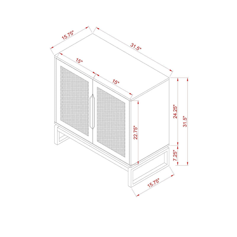 Cabinet,Sideboard,Natural rattan 2 door cabinet,with 1 Adjustable Inner Shelves,rattan - Supfirm